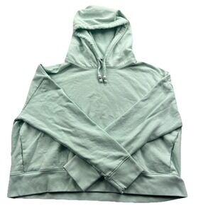Greyson Cropped Pullover Hoodie Women's Small Blue Green Pockets Lounge Gym Golf